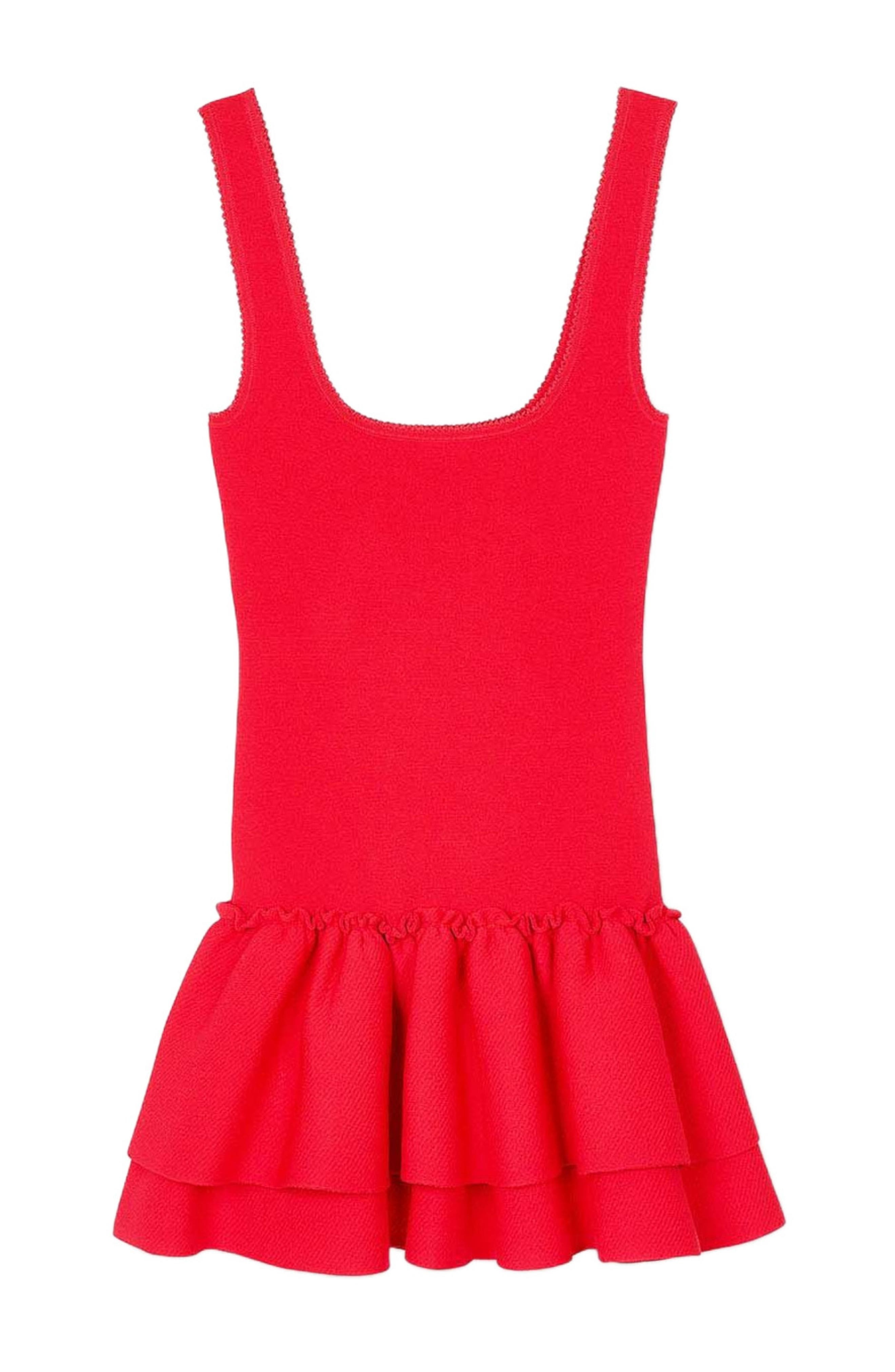 SANDRO Short knit dress with ruffles in Red at Nordstrom - 5
