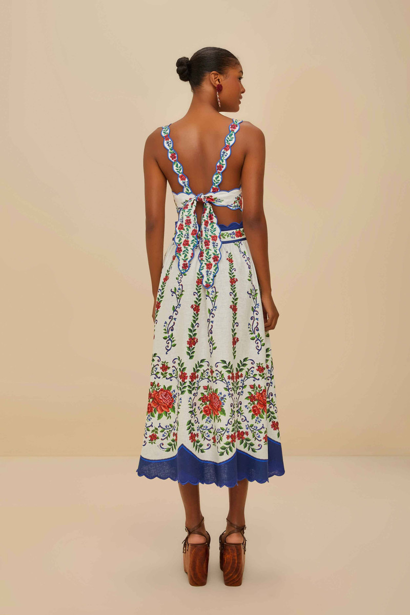 Off-White Flower Tapestry Lenzing™ Ecovero™ Euroflax™ Midi Skirt 3