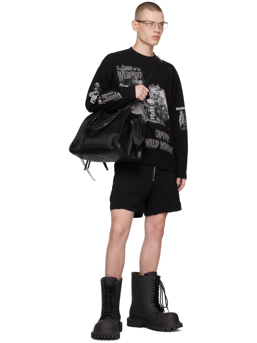 Black Crumpled Shorts - 4