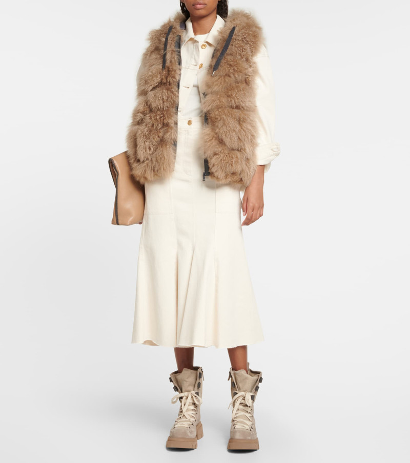 Brunello Cucinelli Cashmere shearling hooded vest outlook