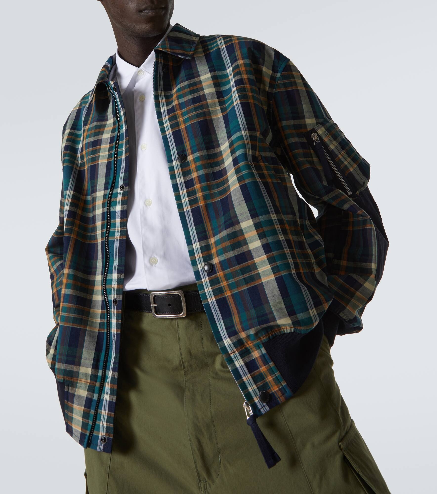 Checked cotton and linen blouson - 5