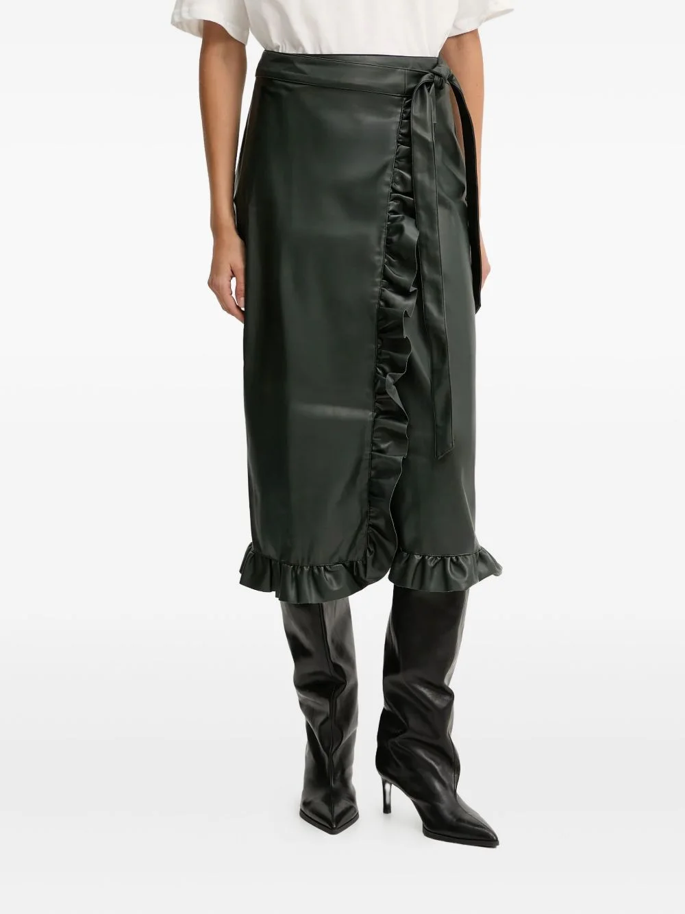 ruffled wrap midi skirt - 1