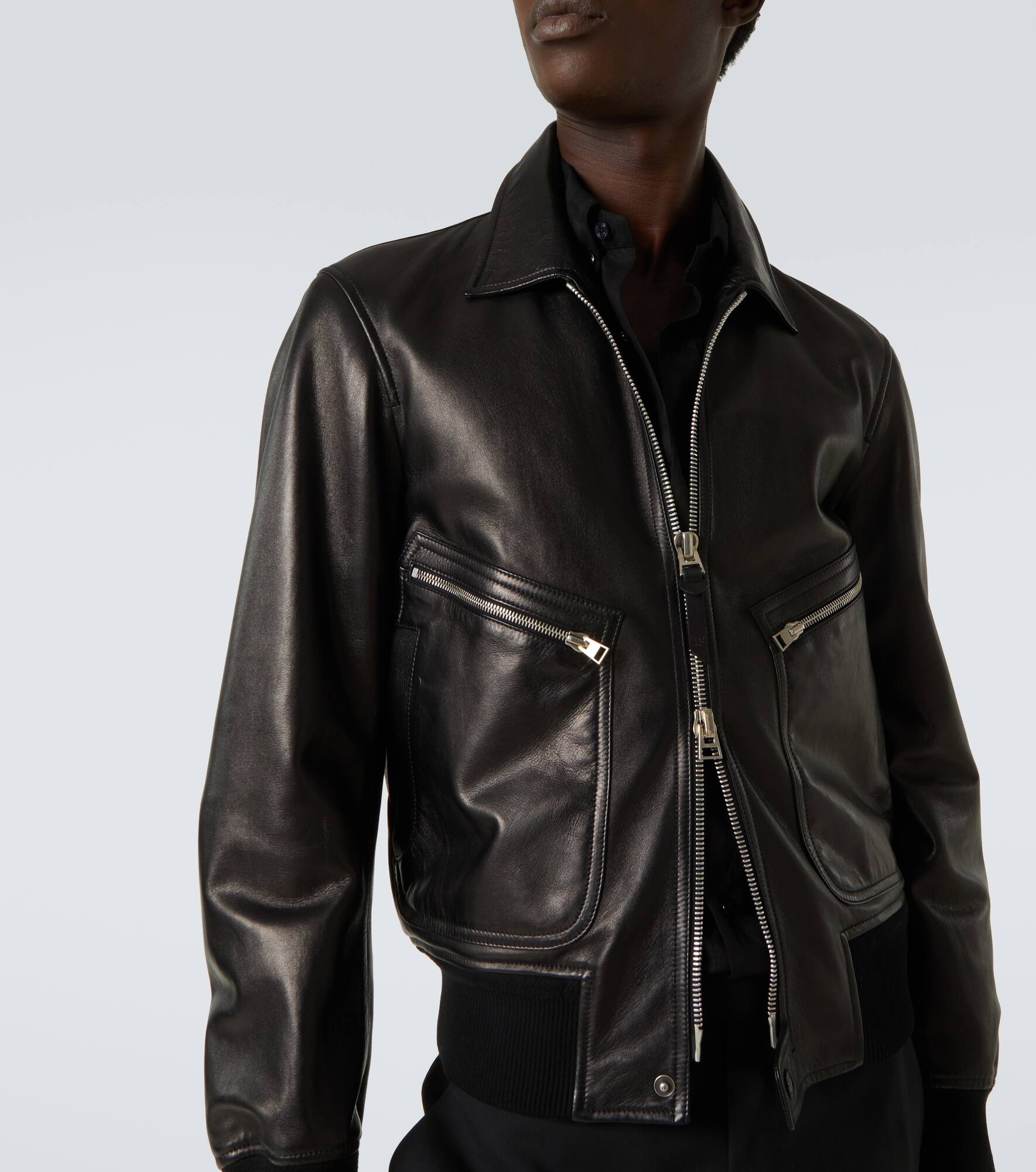 Leather blouson - 5