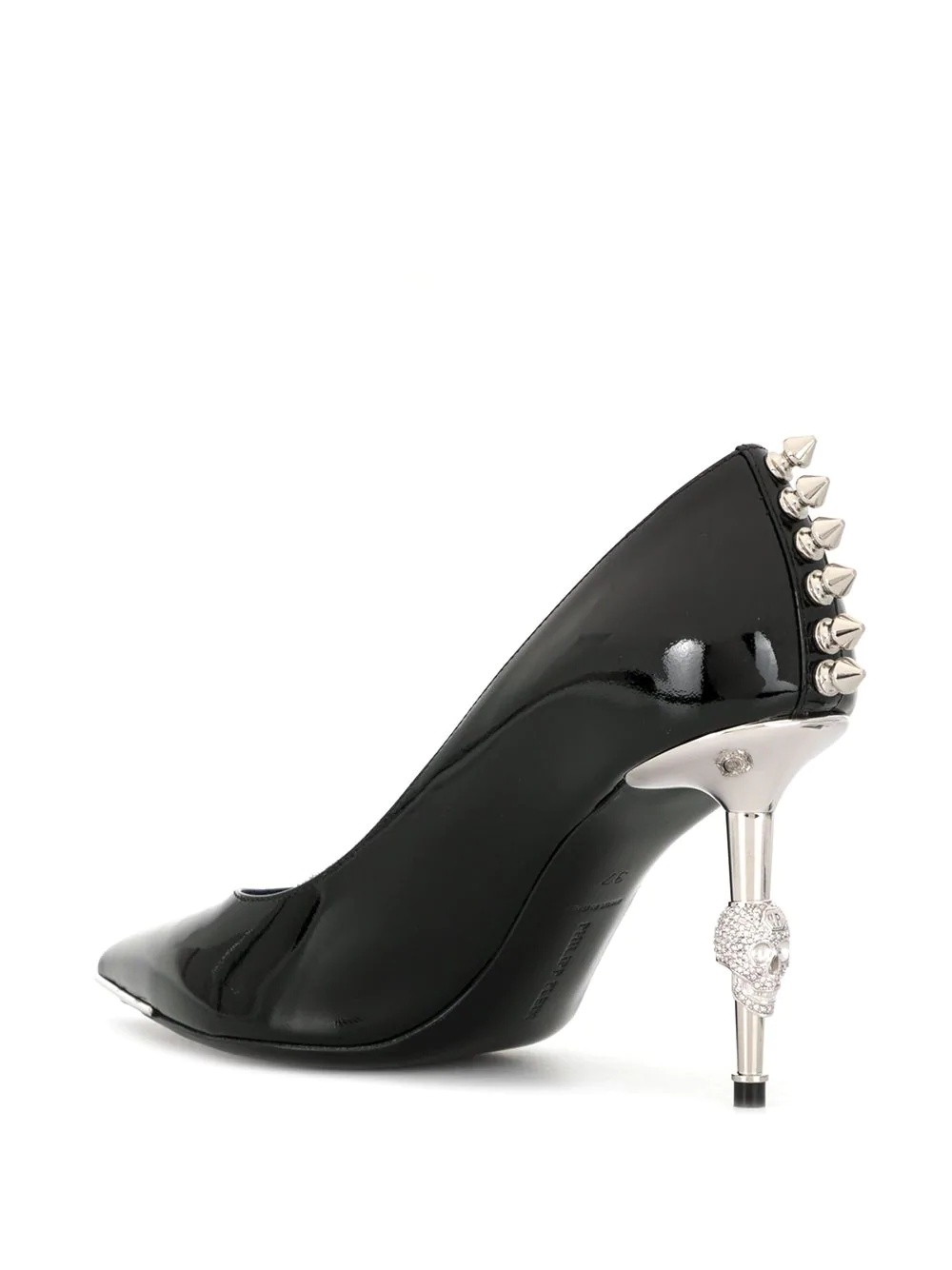 skull embellished stud detail pumps - 3