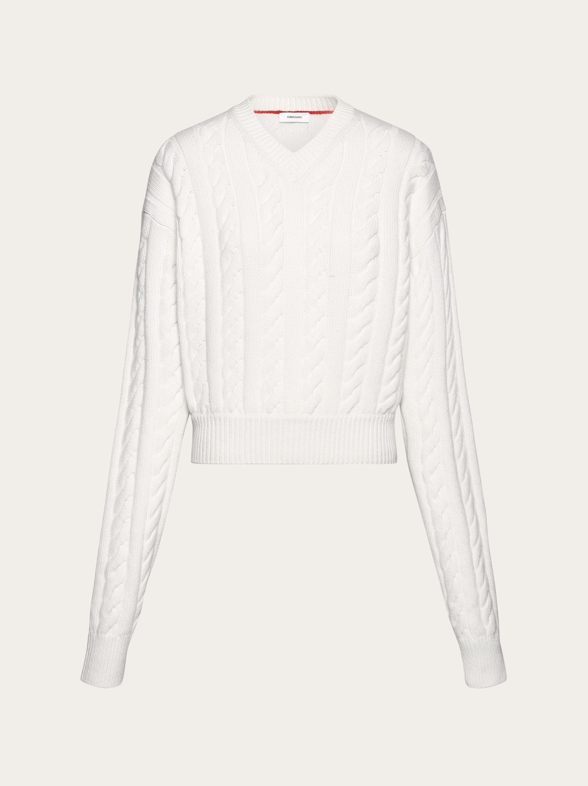 Cable knit V-neck sweater - 1