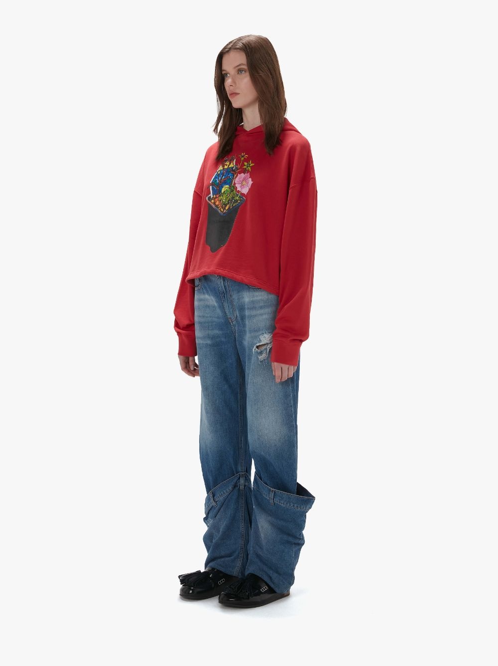 CROPPED HOODIE WITH FLOWER POT - 4