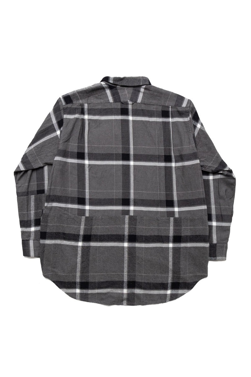 Engineered Garments Combo Short Collar Shirt Cotton Brushed Big Plaid - Grey x Black outlook