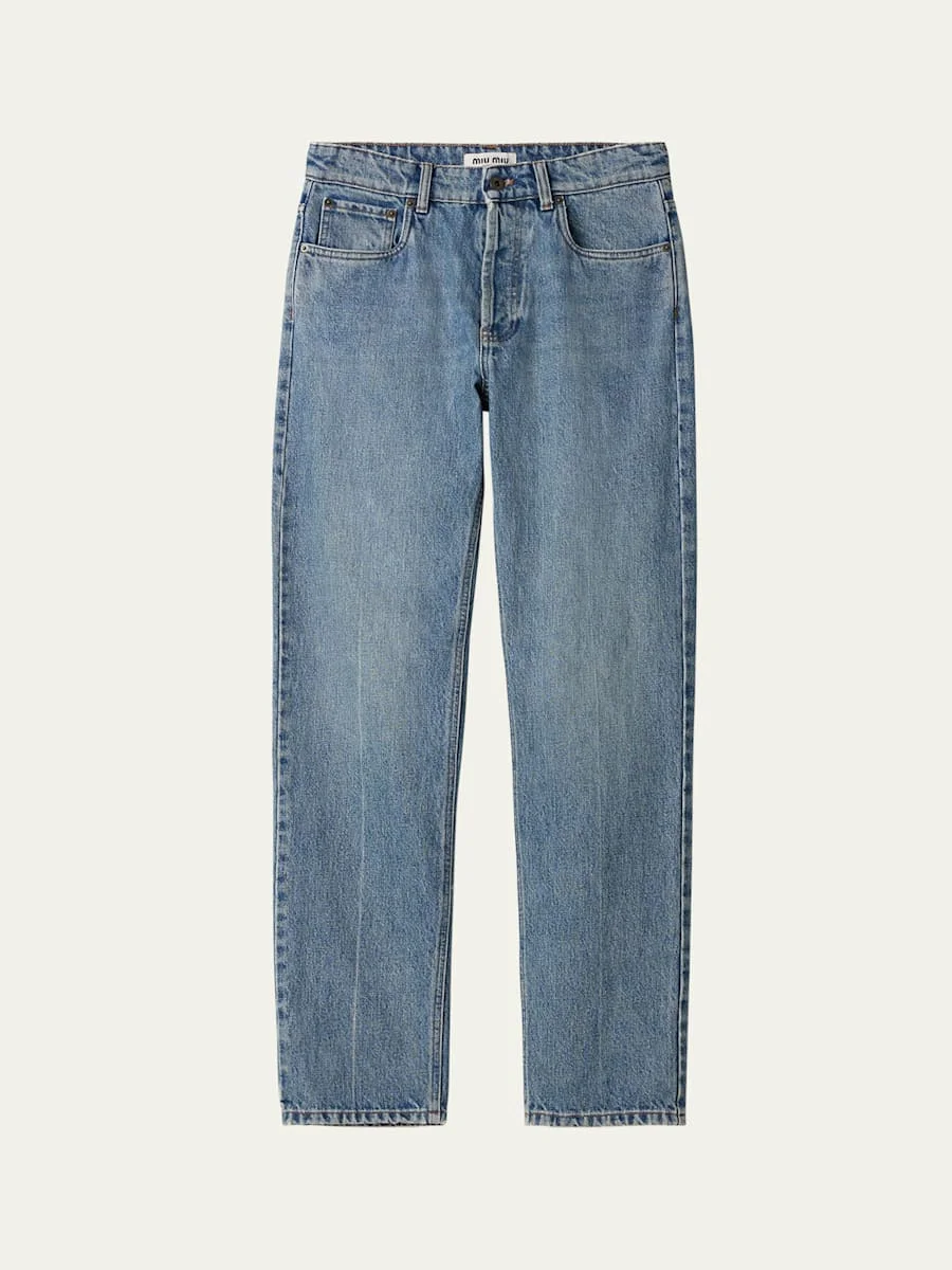 Mid-Rise Straight-Leg Jeans - 1