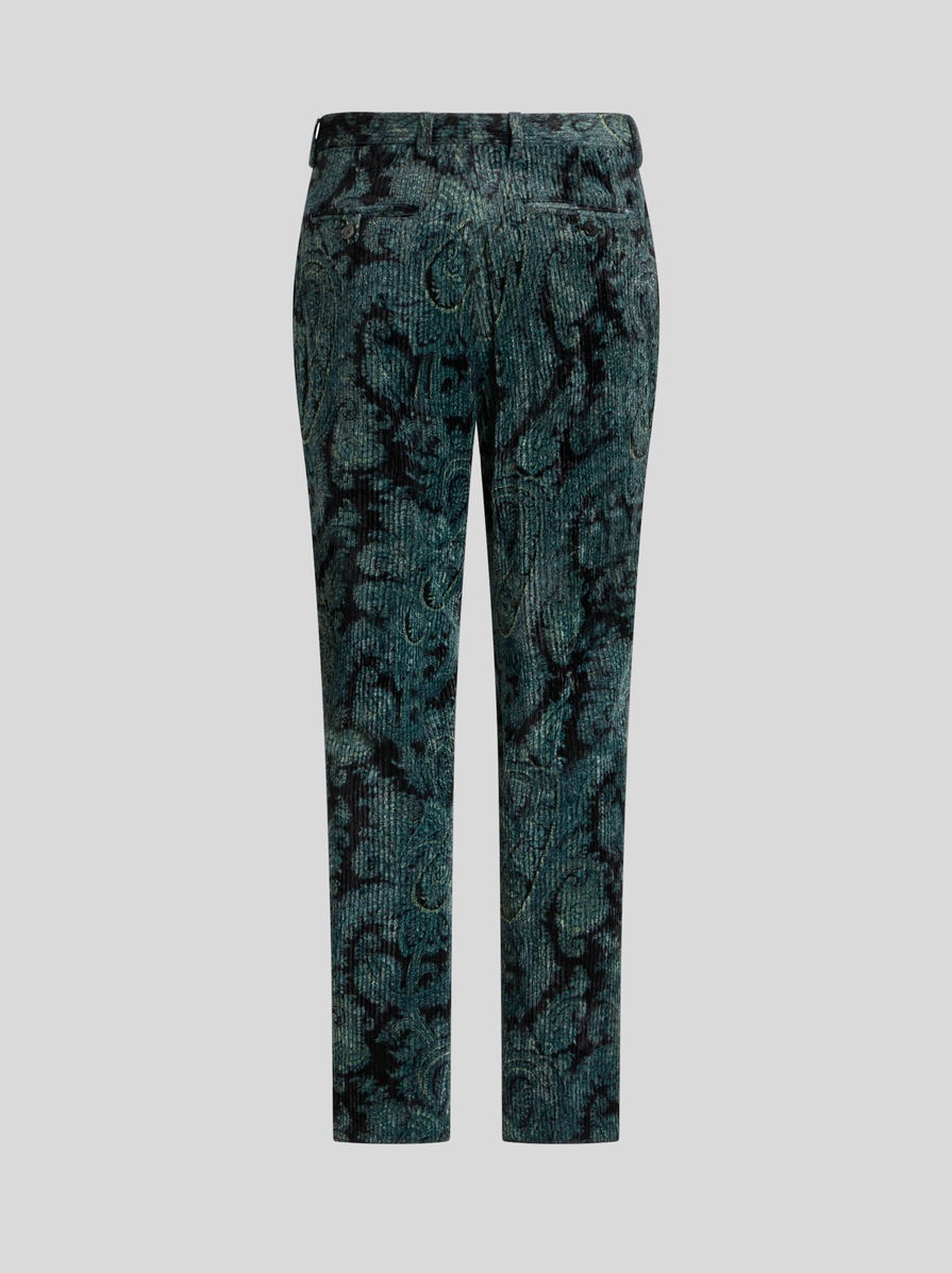 PRINTED RIBBED VELVET TROUSERS - 6