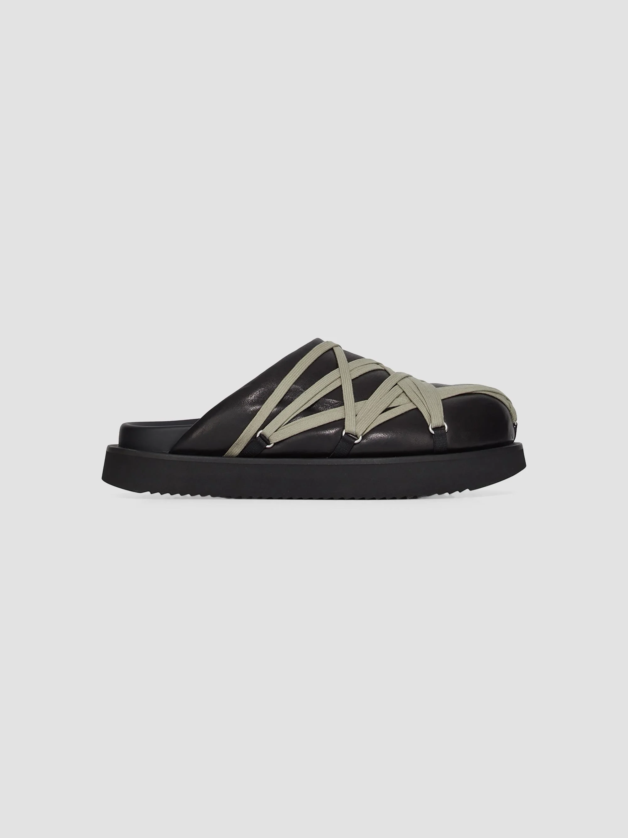 Men's Megalace Leather Slides - Black Pearl - 1