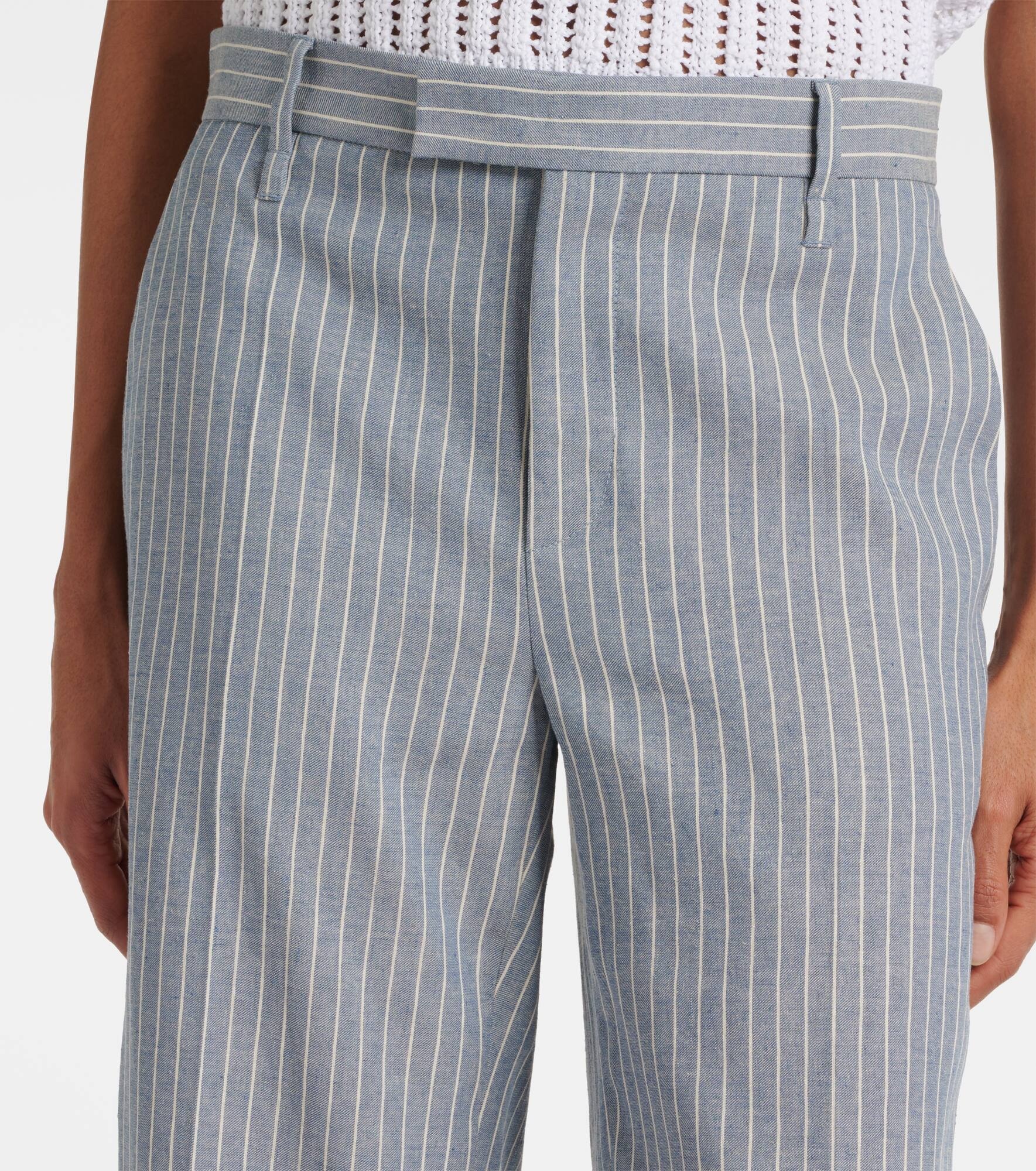 Linen and cotton-blend wide-leg pants - 5