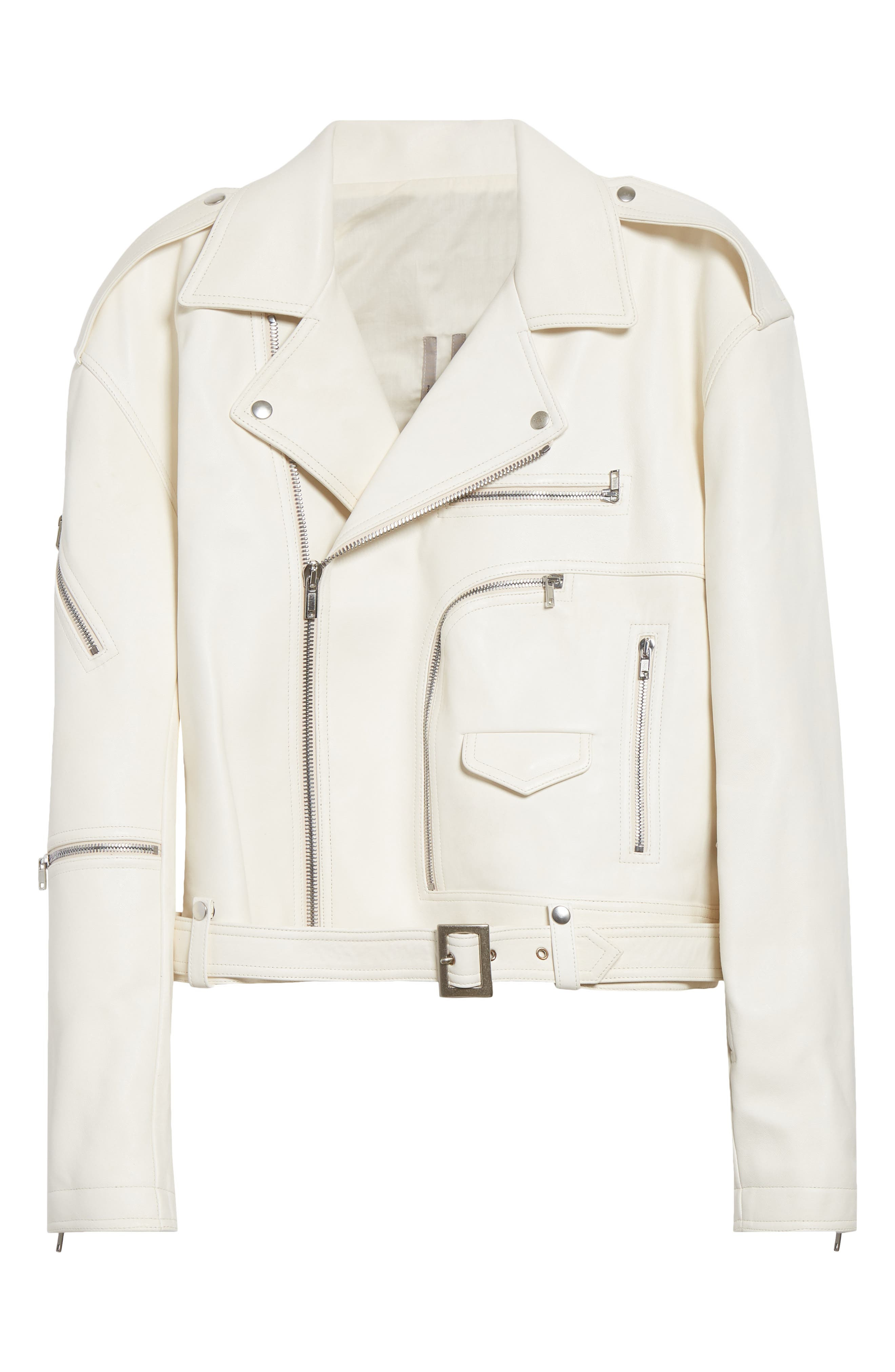 Rick Owens Jumbo Bauhaus Stooges Crop Leather Jacket in Milk at Nordstrom - 7