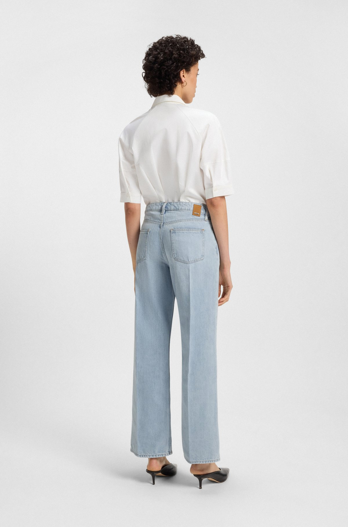 WIDE-LEG JEANS IN BLUE RIGID DENIM - 4