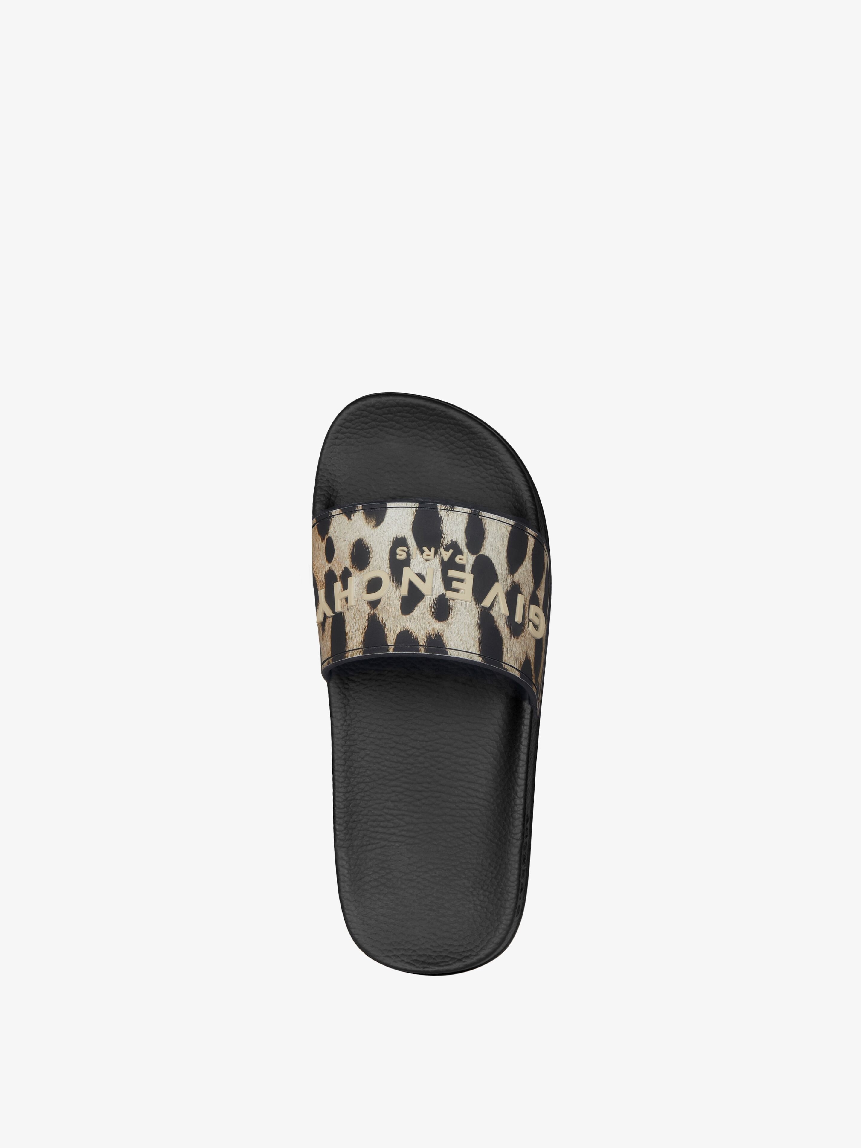 SLIDE FLAT SANDALS IN RUBBER WITH LEOPARD PRINT - 4