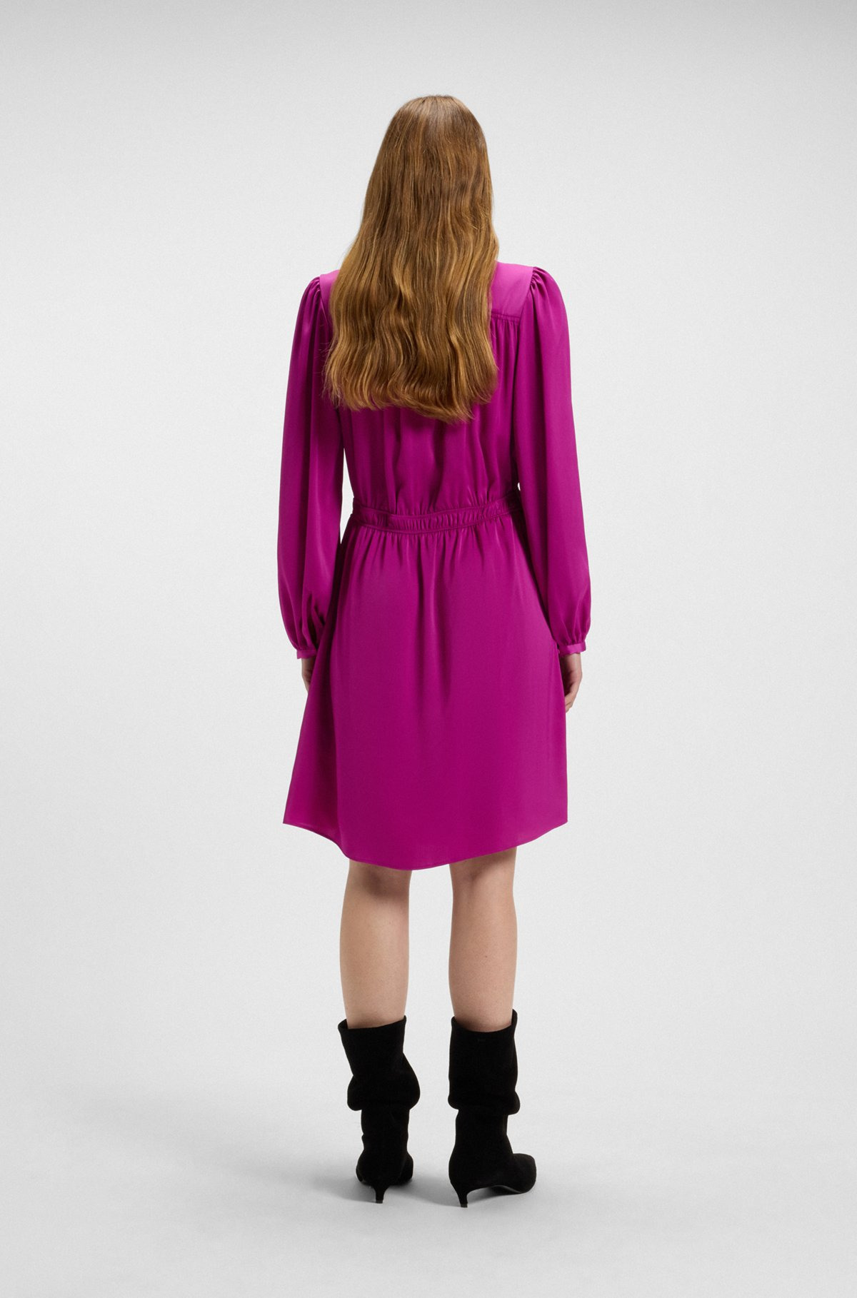 CRINKLE-SATIN MINI DRESS WITH GATHERED DETAILS - 4