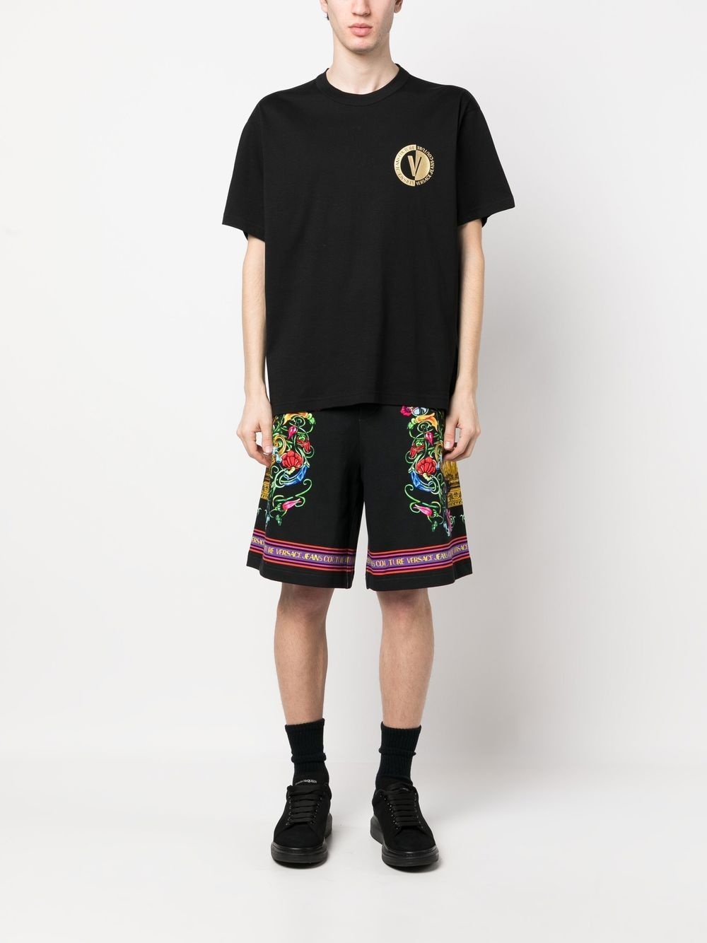 abstract-print cotton track shorts - 2