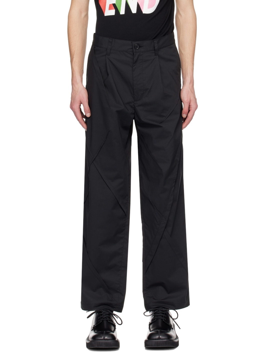 Black Paneled Trousers - 1