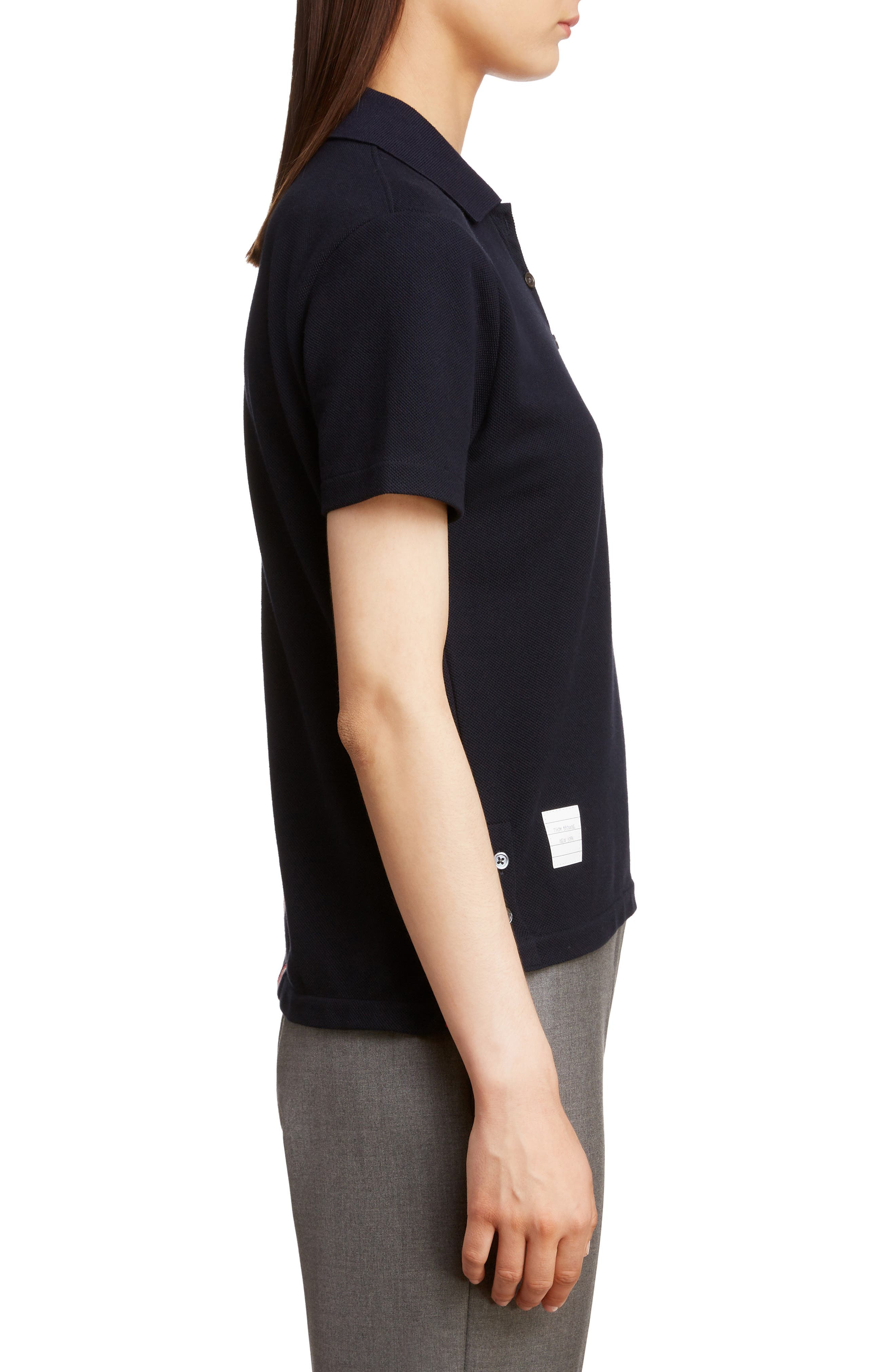 Thom Browne Stripe Piqué Polo in Navy at Nordstrom - 3