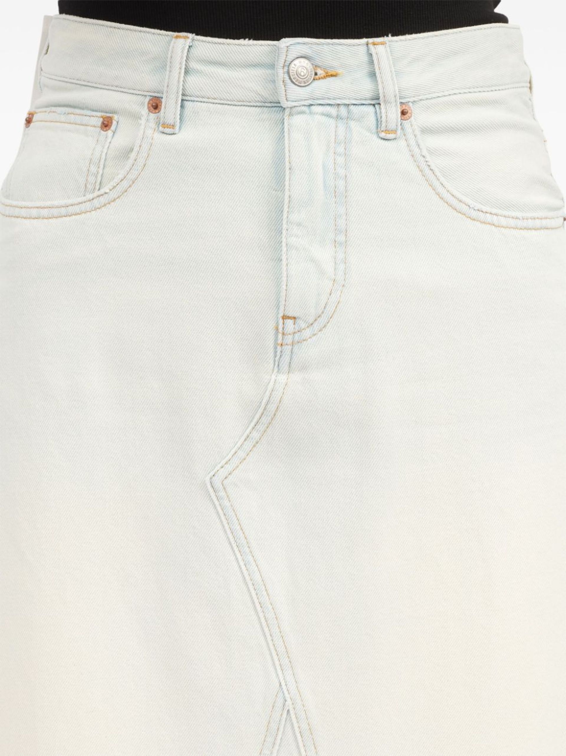 White A-Line Denim Maxi Skirt - 5