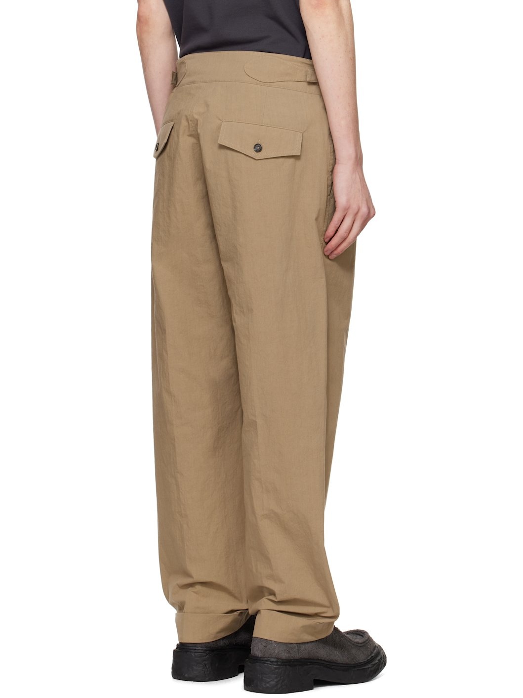 Tan Double Pleat Trousers - 3