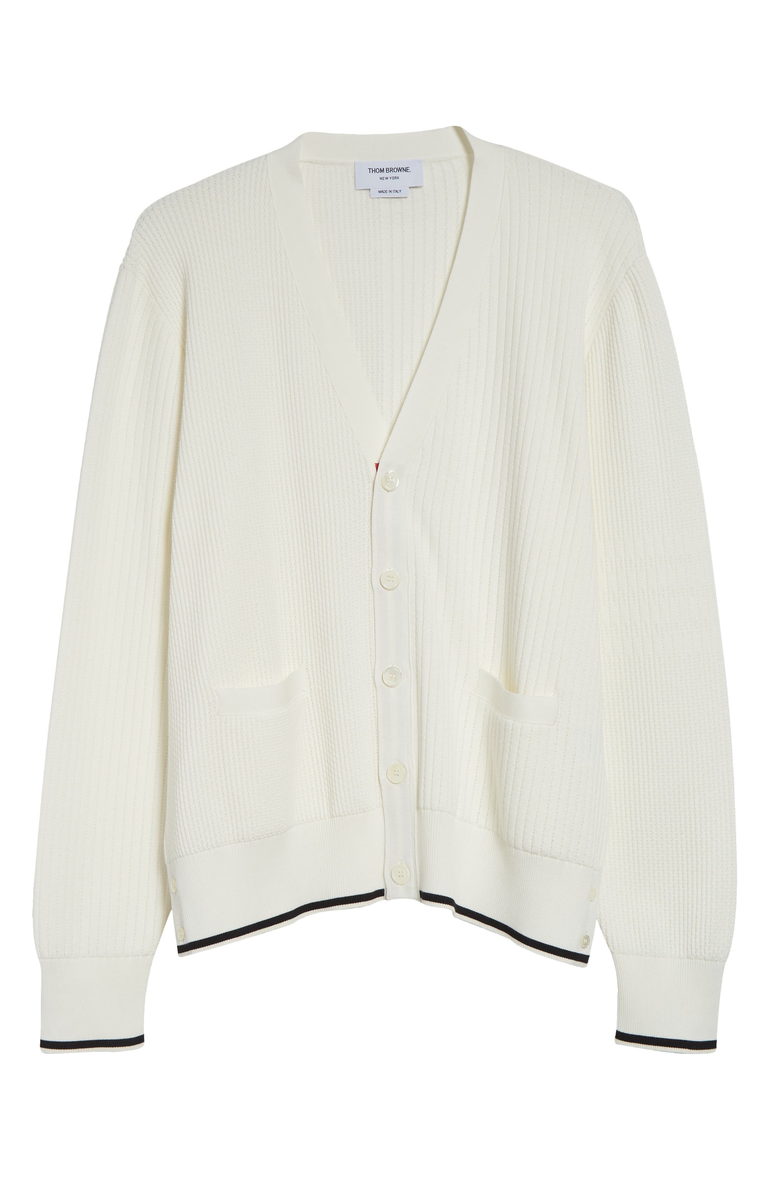 Thom Browne Mixed Stitch Cotton Cardigan in White at Nordstrom - 6