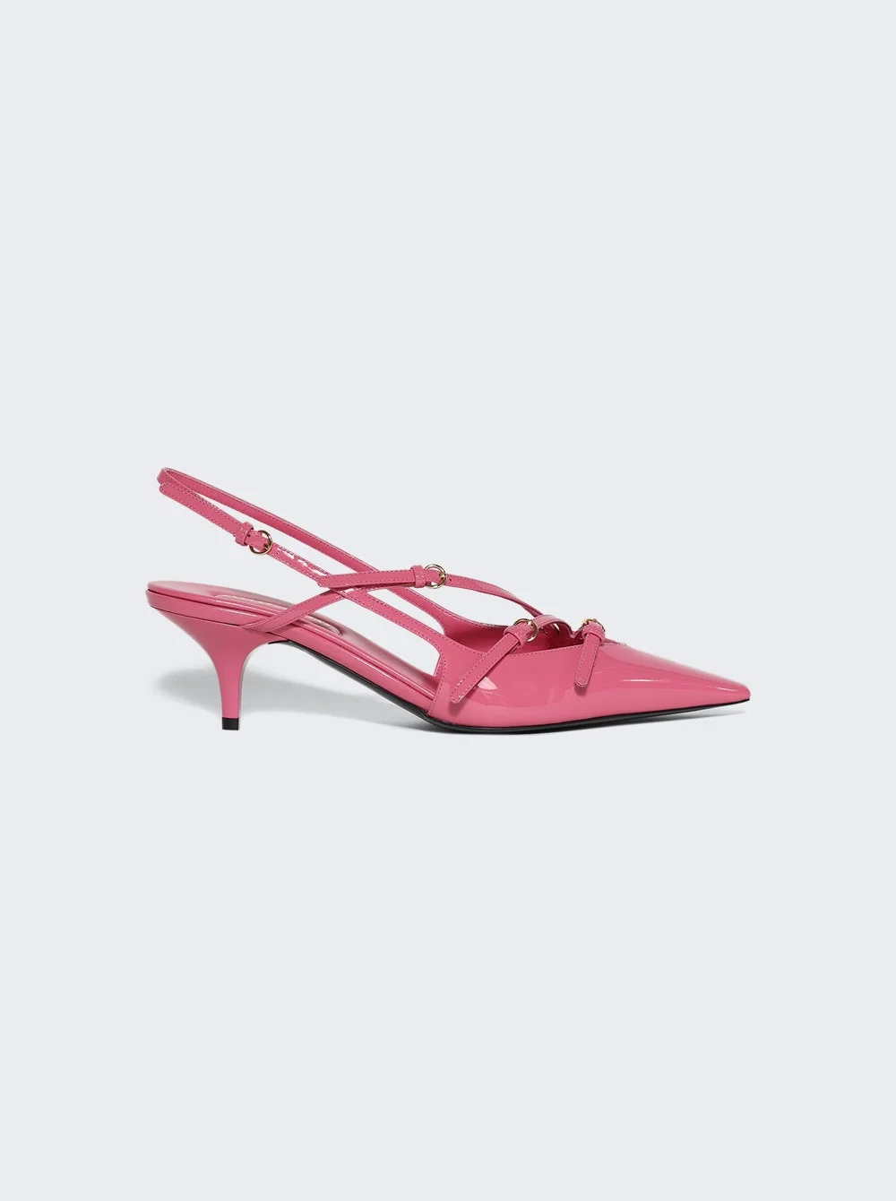 Brushed Leather Slingback With Buckle Begonia - 1
