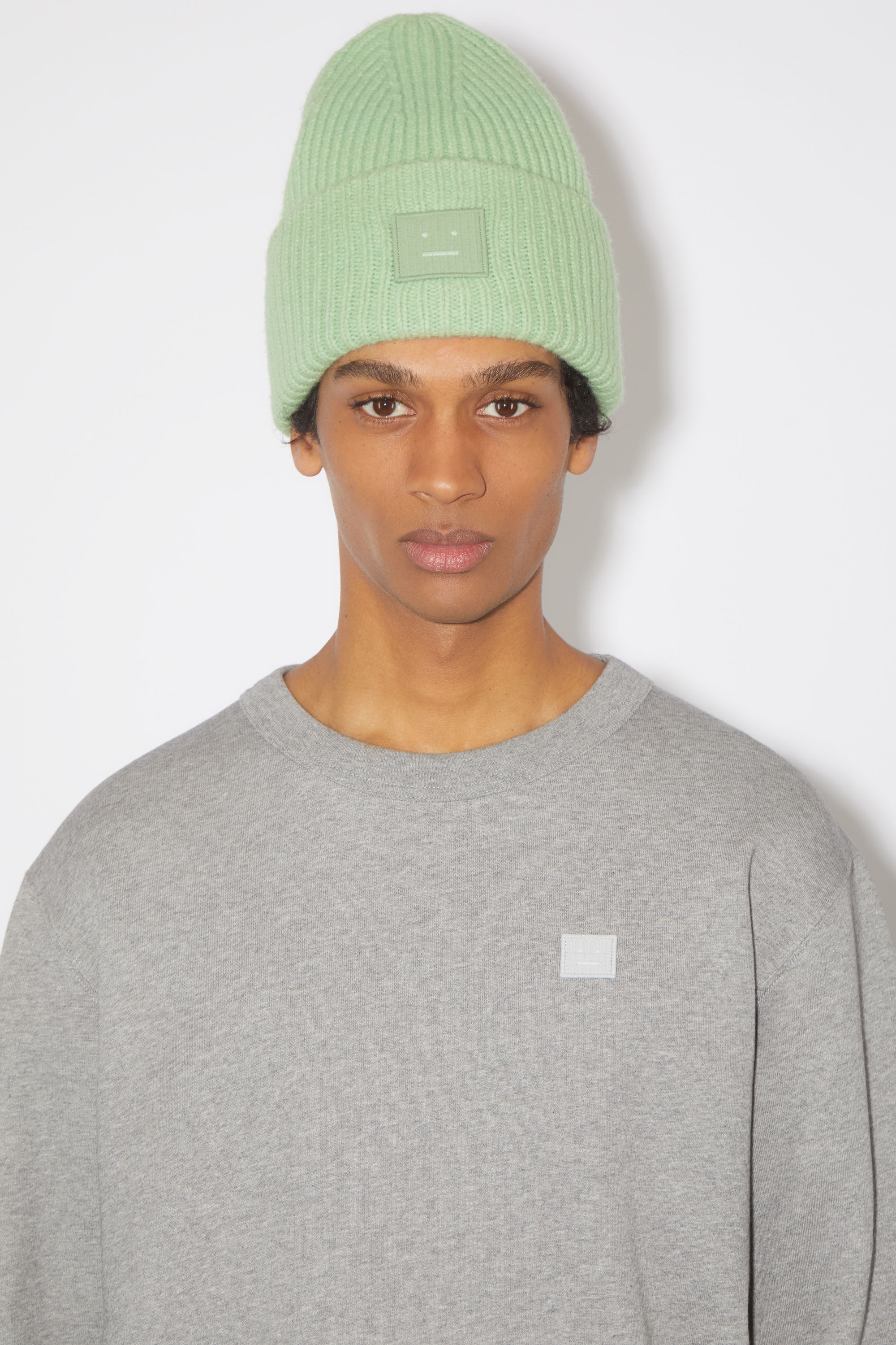 帽子 AcneStudios LARGE FACE LOGO BEANIE GREEN Acne Studios Large face logo beanie - Spring green