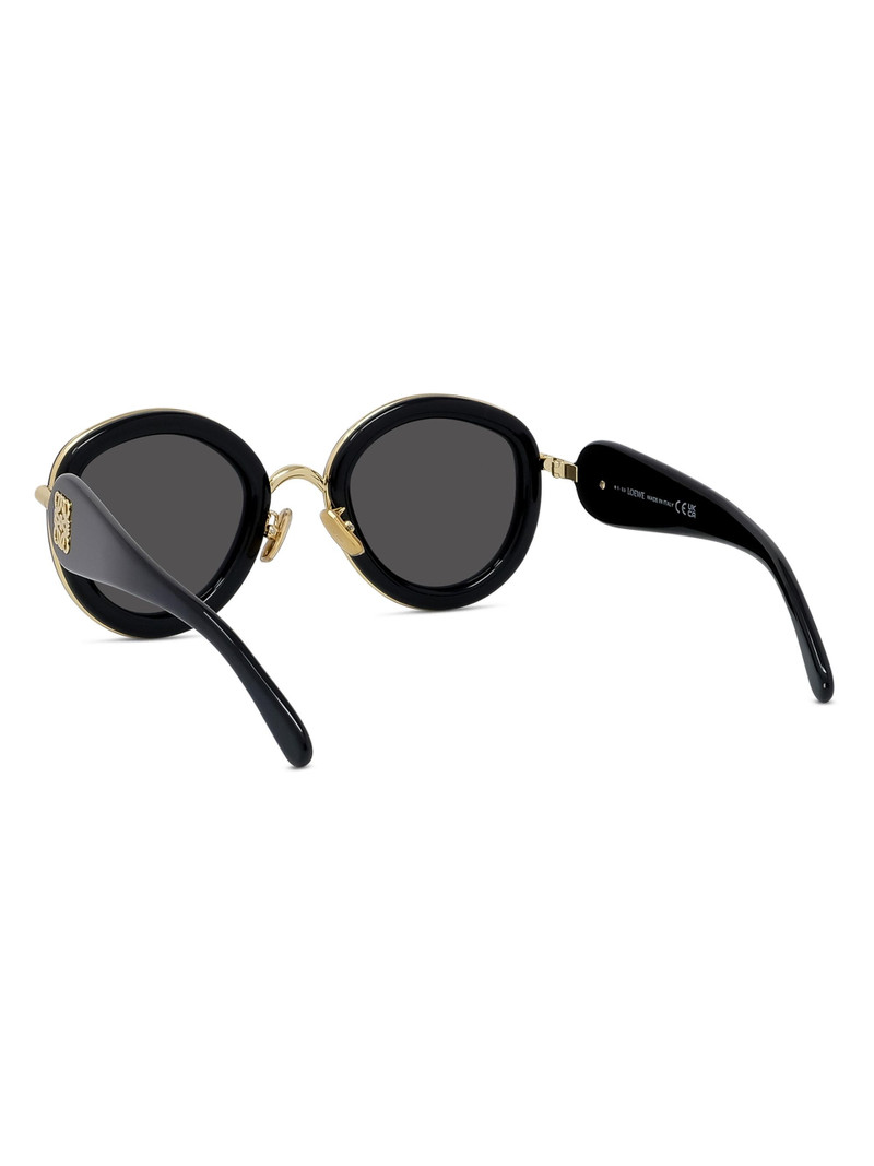 Men's Metal Round 49MM Sunglasses - Shiny Black Smoke 5