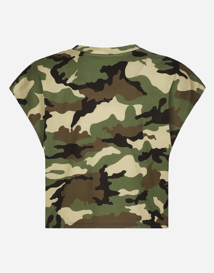 Cropped camouflage-print jersey T-shirt - 2