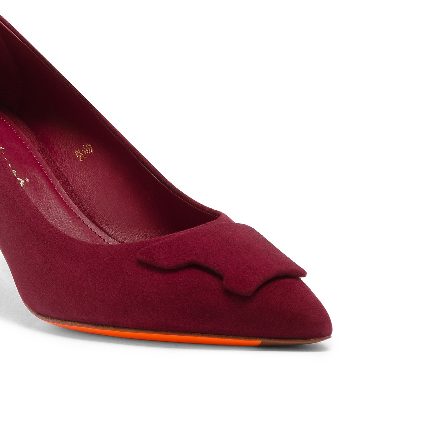 Women's burgundy suede mid-heel Santoni Sibille pump - 6