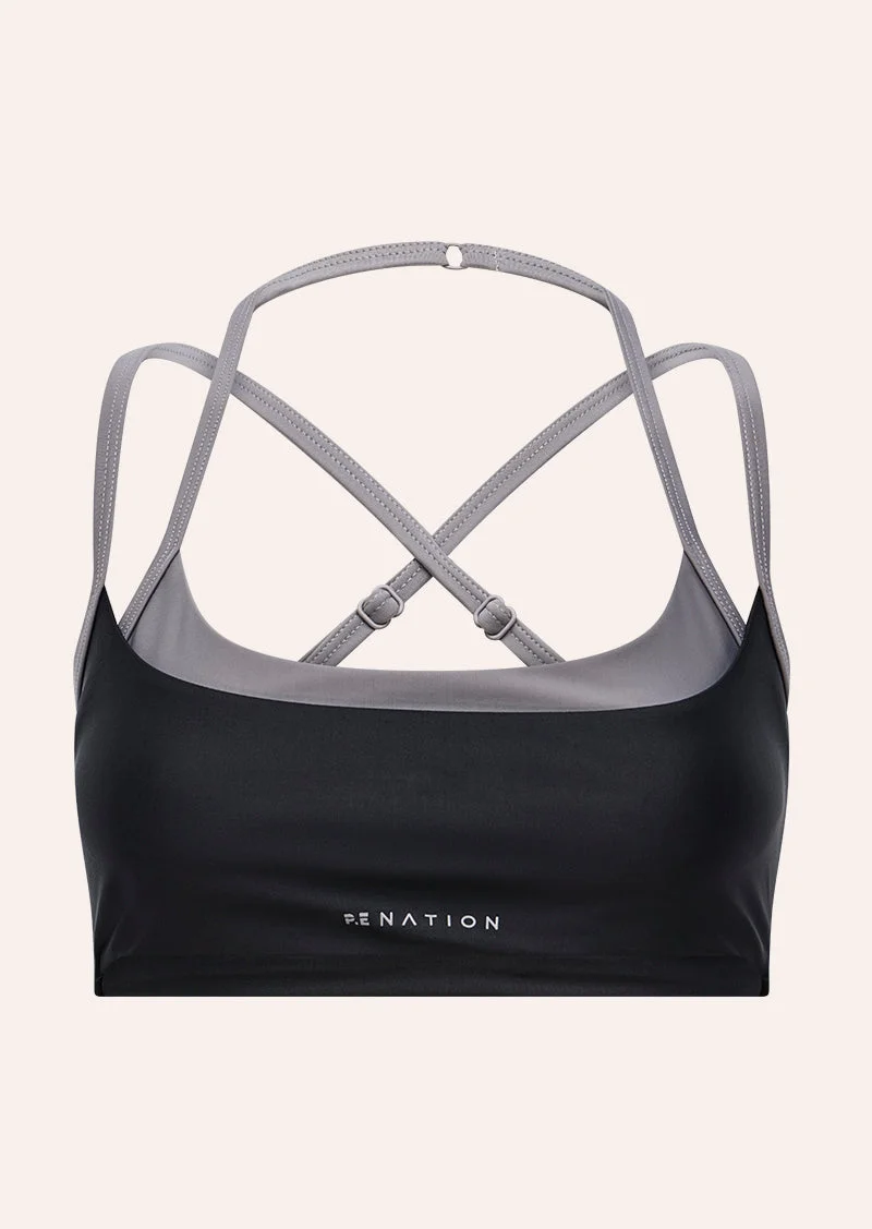 LUMINA SPORTS BRA IN BLACK & DARK SILVER SHINE - 1