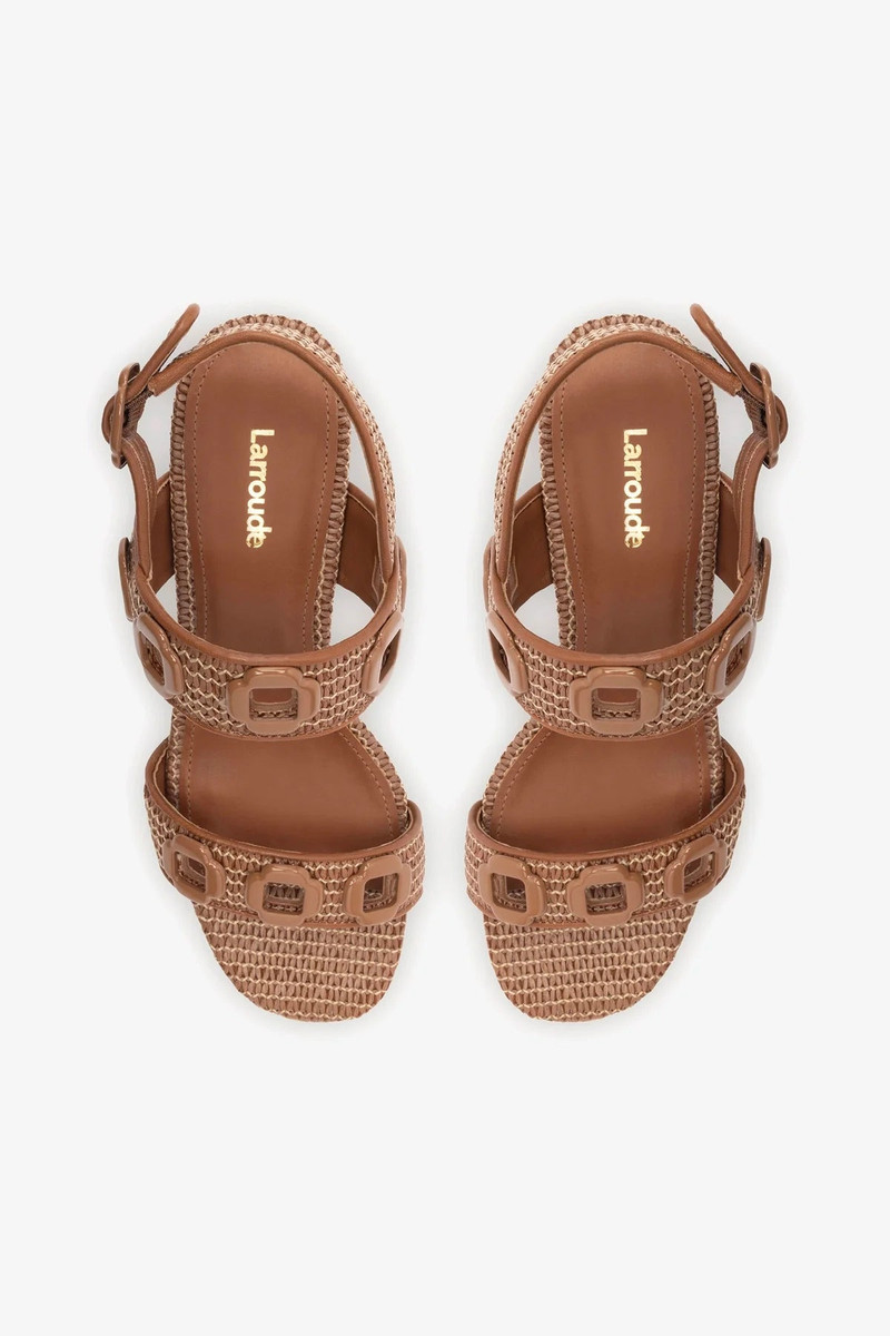 Milan Sandal In Caramel Wave Raffia 7