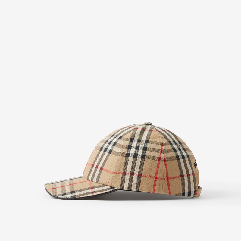 Embroidered Logo Vintage Check Cotton Baseball Cap 4