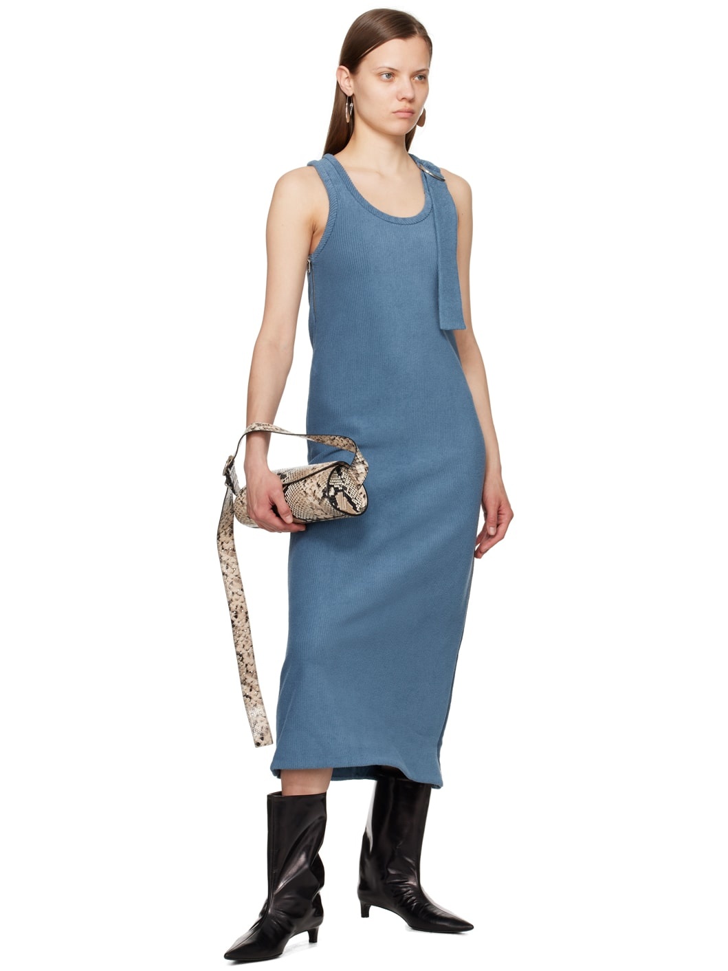 Blue Zip Maxi Dress - 4