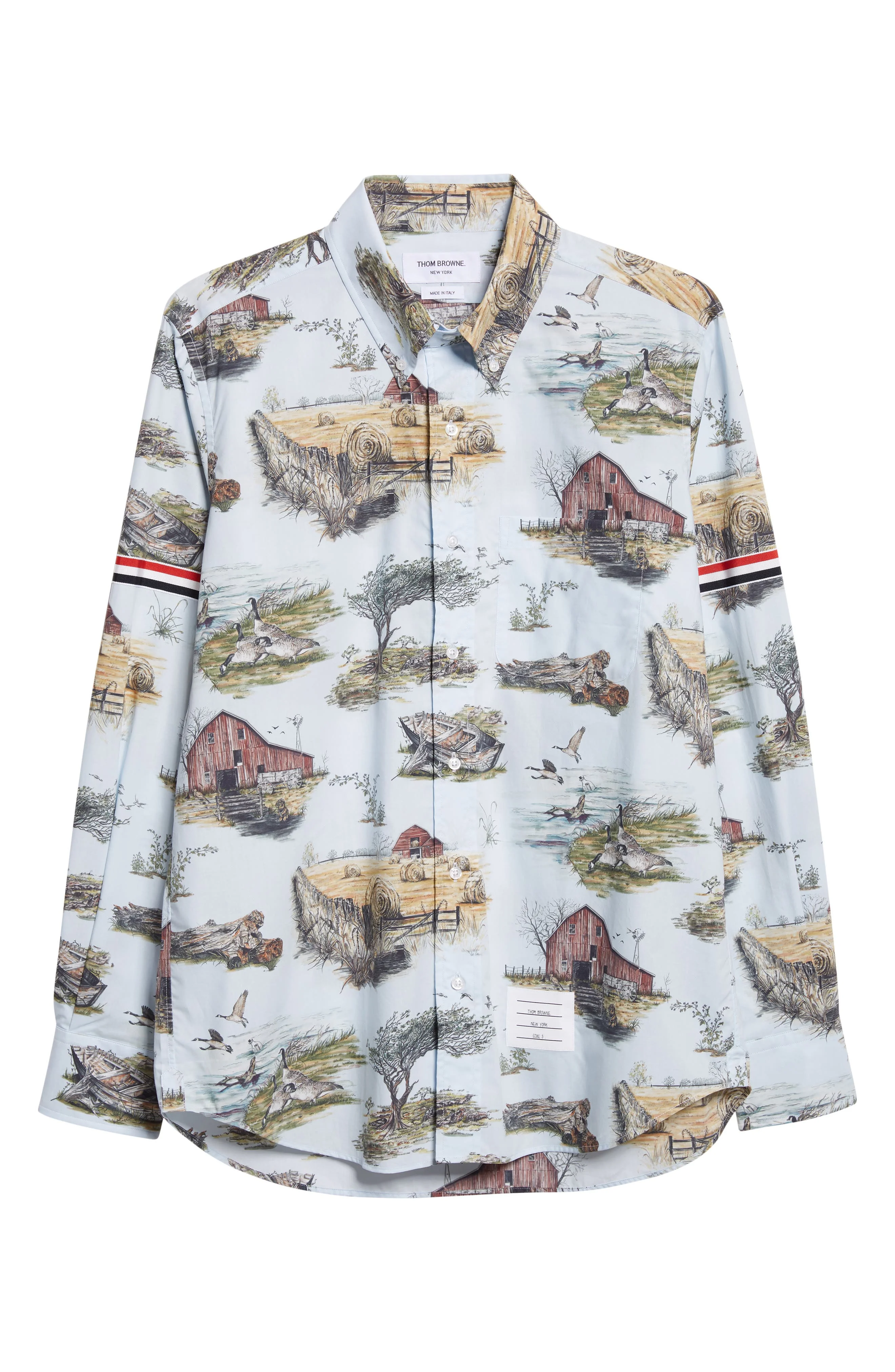Thom Browne Scenic Straight Fit Cotton Poplin Button-Down Shirt in Seasonal Multi at Nordstrom - 1