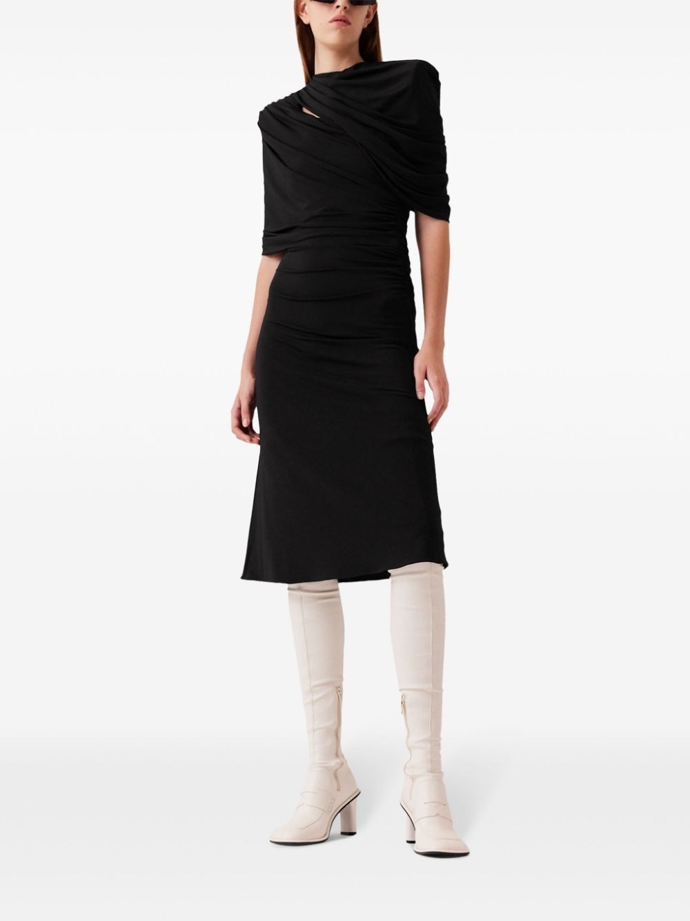 draped midi dress - 2