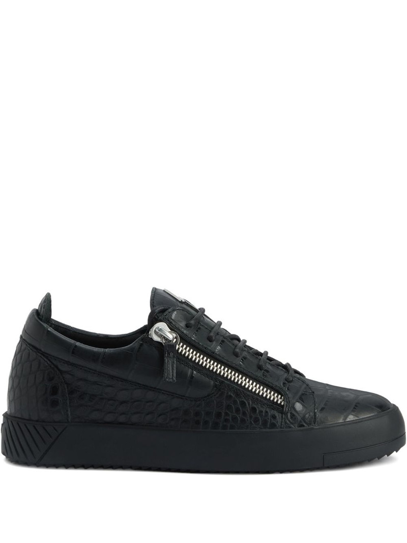 Frankie crocodile-effect zip trainers 1