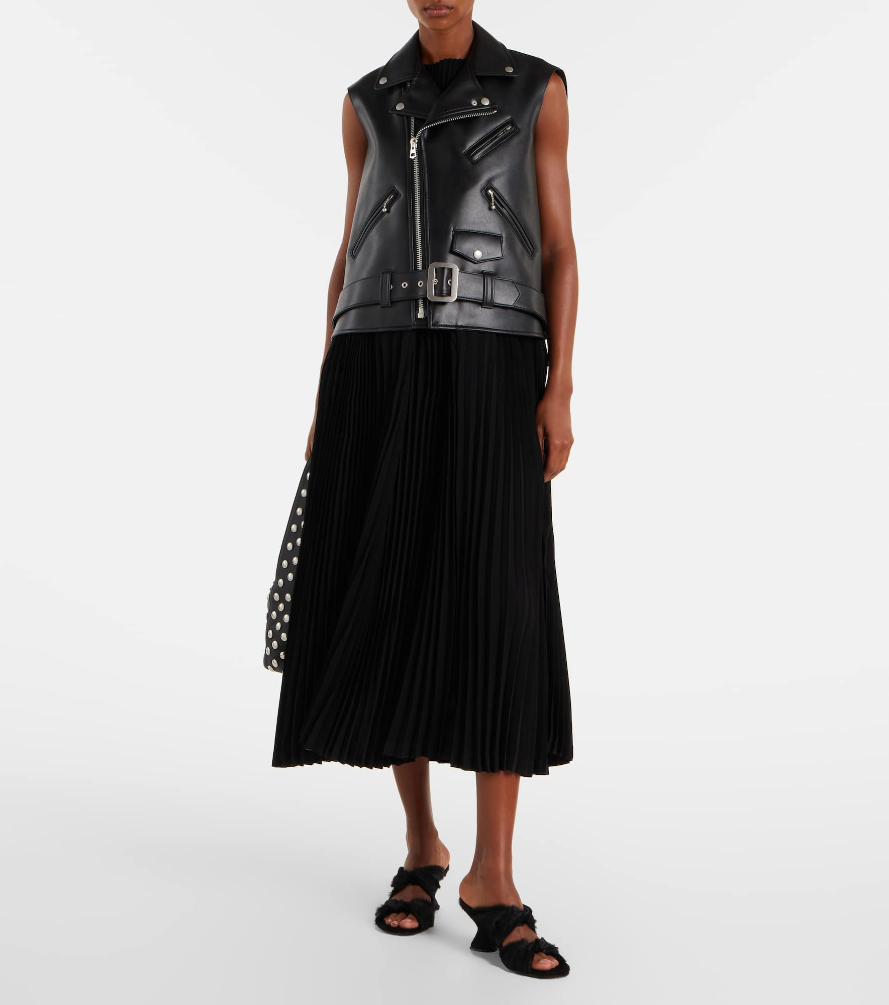 Faux leather and jersey maxi dress - 2