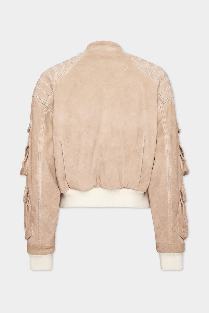 FLOCK DENIM GRUNGE CARGO BIKER JACKET - 2
