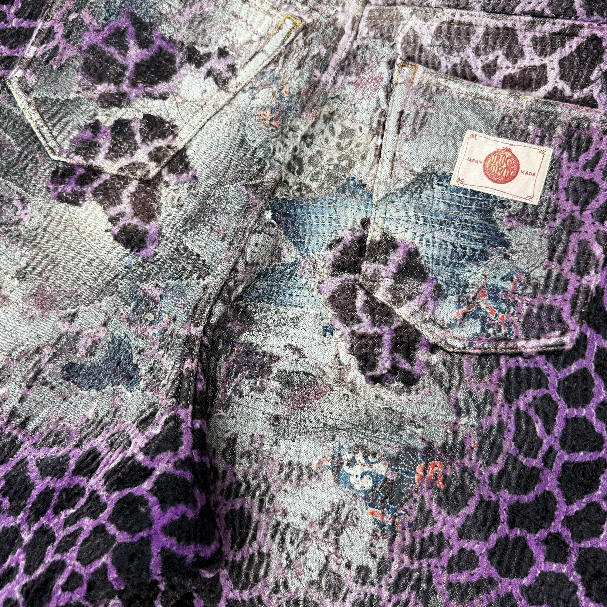 GIRAFFE ECO FUR BORO x STUDS BAGGY SHORTS - 5