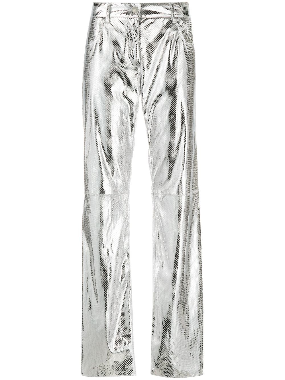 metallic flared trousers - 1