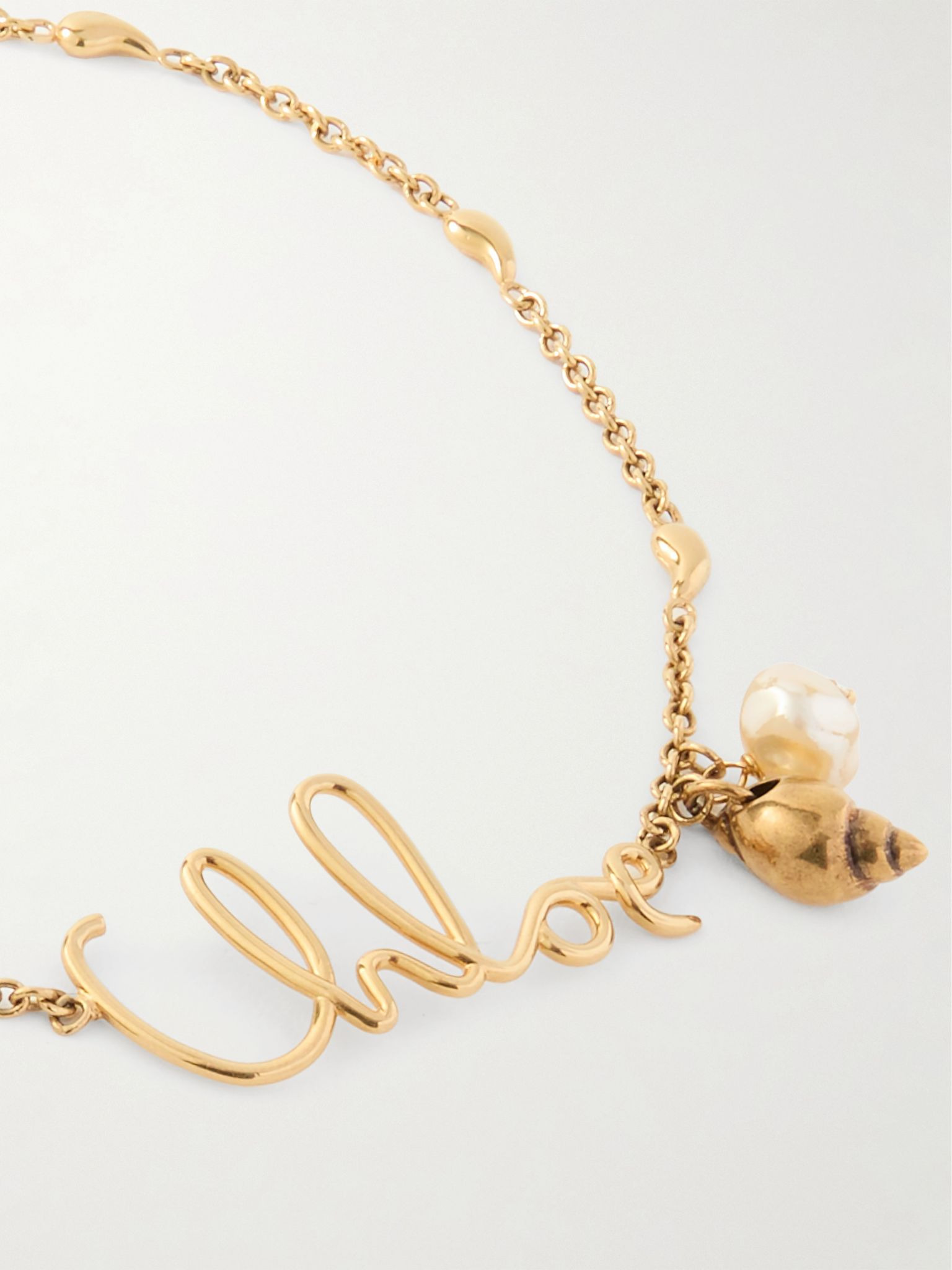Gold-tone faux pearl necklace Gold - 4