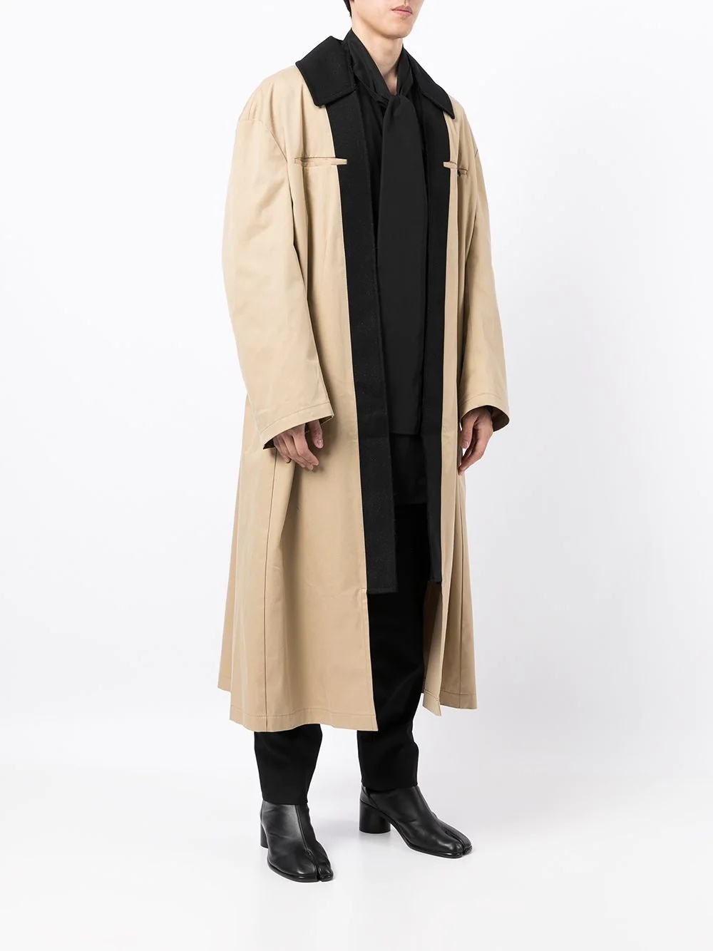 wool-panel trench coat - 3