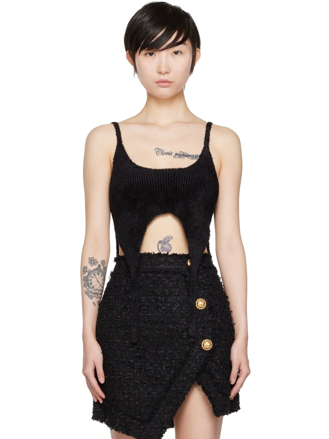 Black Viscose Tank Top - 1