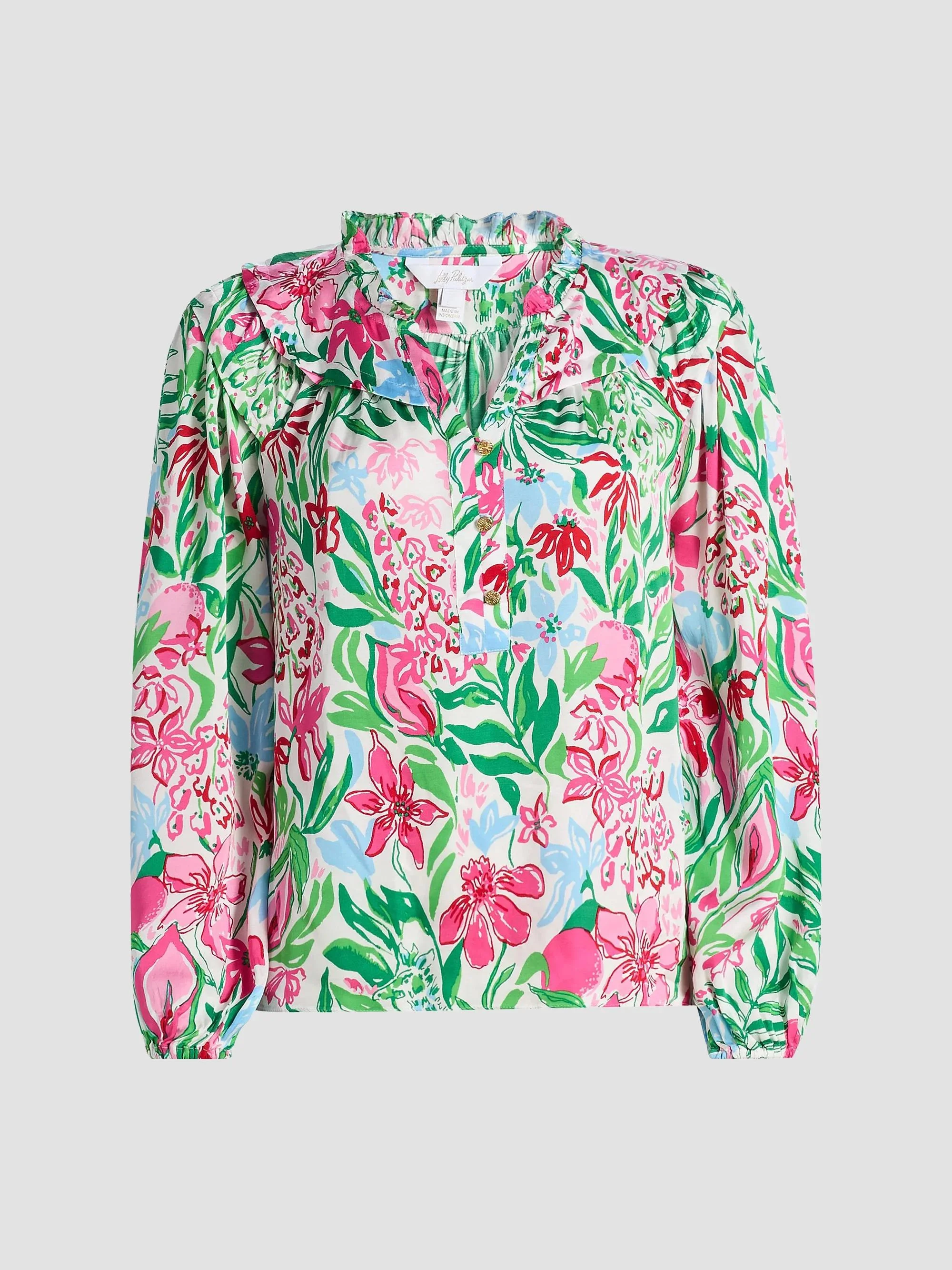 Women's Japhia Glowing Gardens Printed Long-Sleeve Blouse - Multi Glowing Gardens - 1