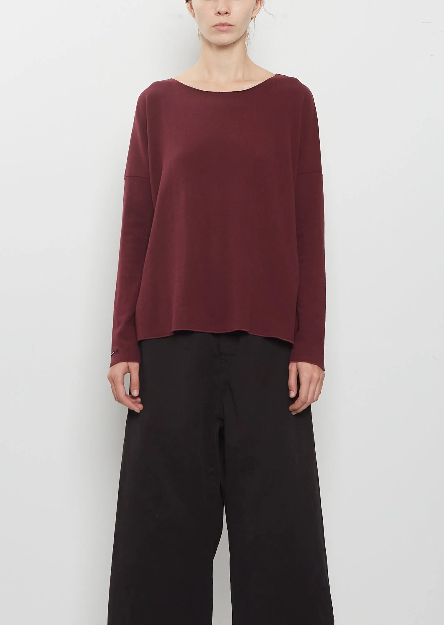 Heavy Jersey R-Neck Jumper — Wine - 1