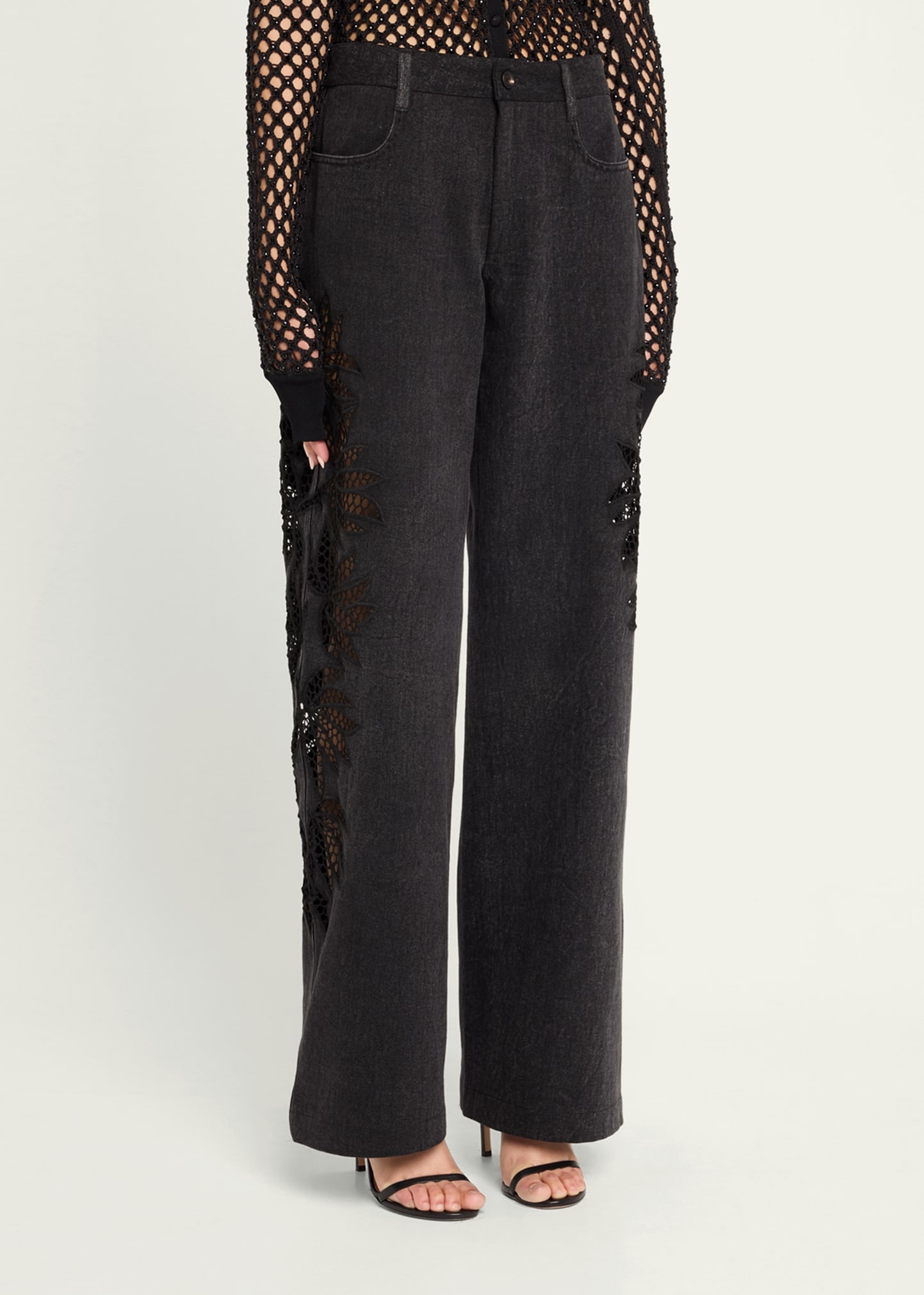 Stulla Botanical Cutout Wide-Leg Jeans - 4