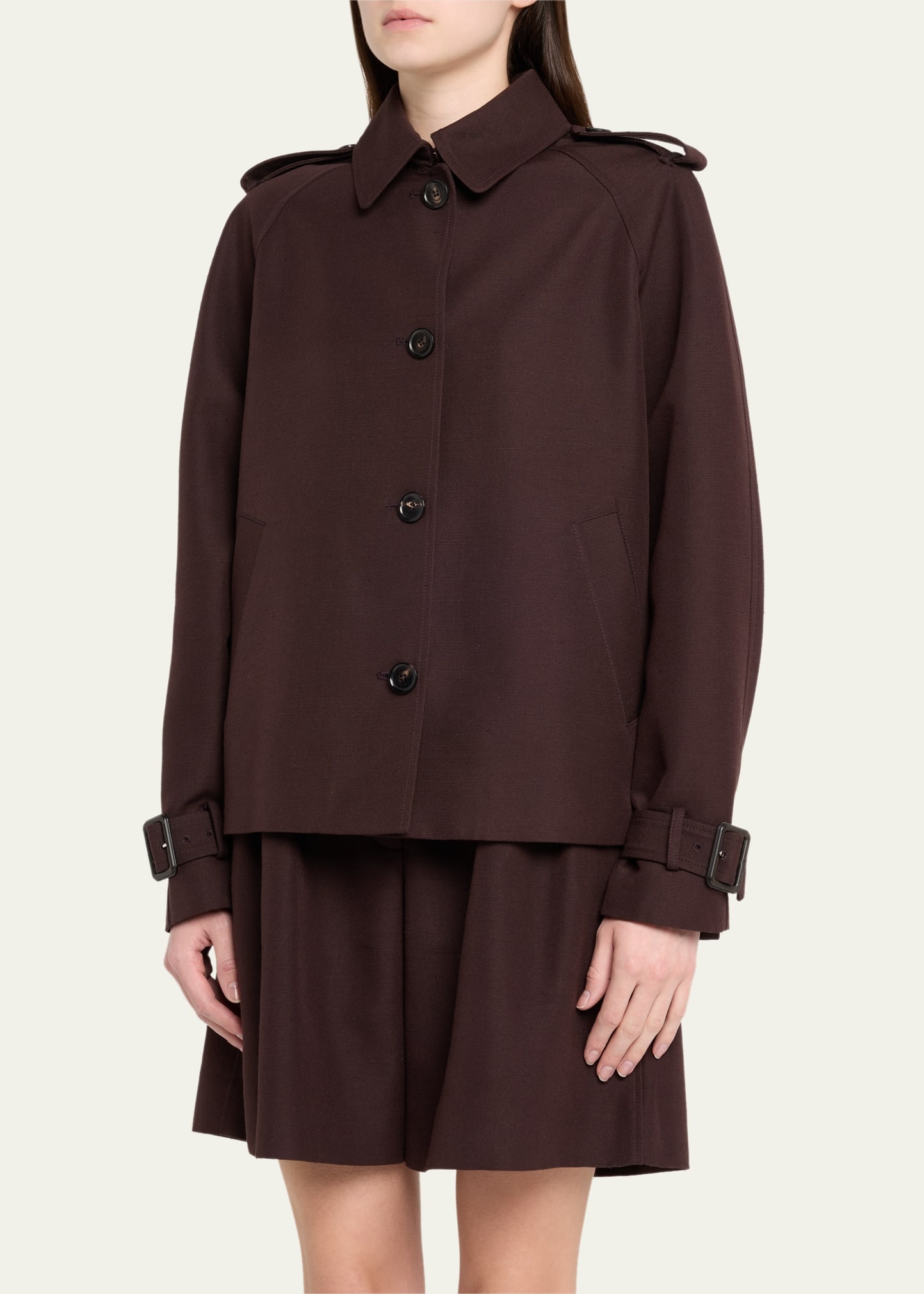 Dave Button Down Wool Silk Short Jacket - 4