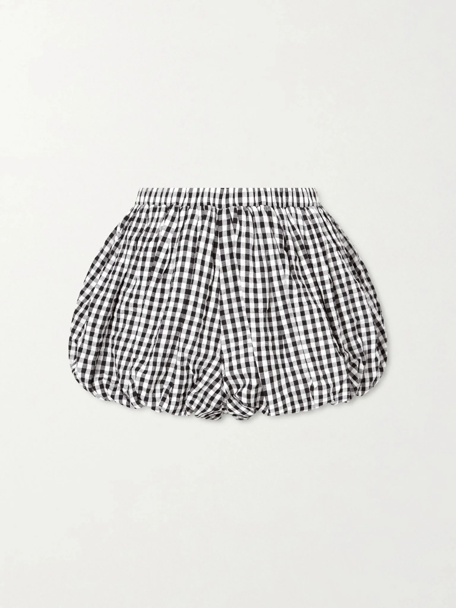 Briar gathered checked cotton shorts Black - 1
