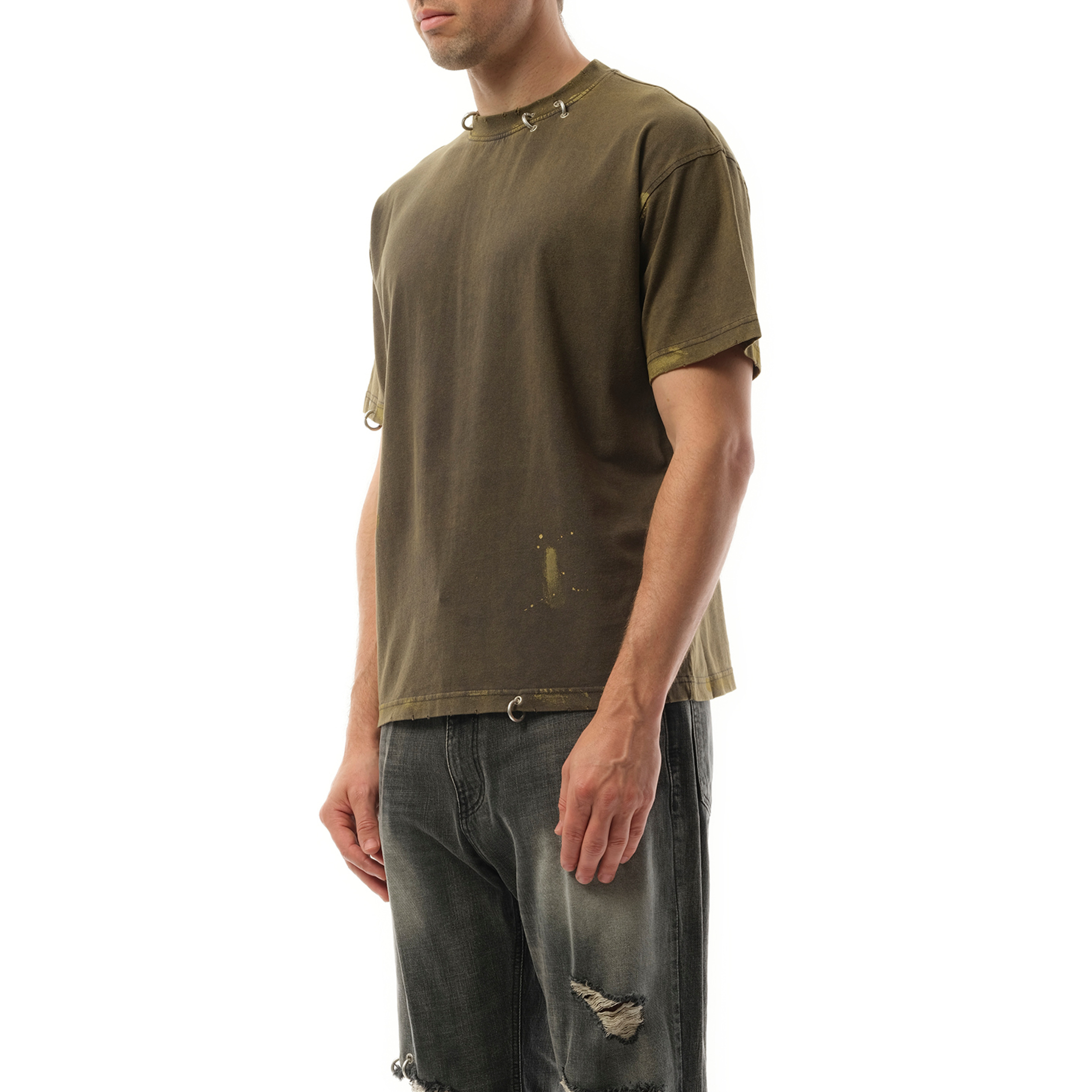 Piercing Detail T-Shirt in Charcoal - 5